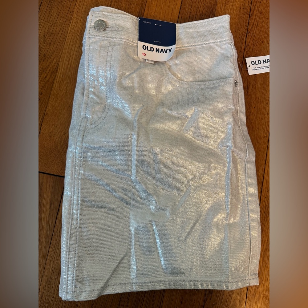 Old Navy Shimmering Silver Mini Skirt